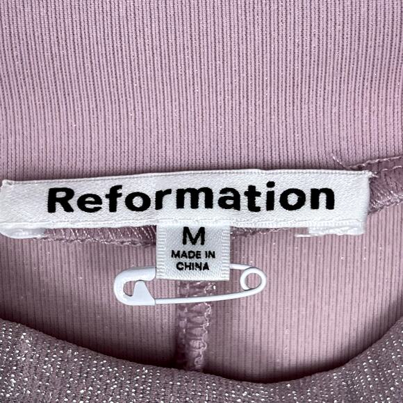 Reformation Bailey Knit Top Rose Sparkle Mock Neck Long Sleeve Medium - Picture 7 of 14